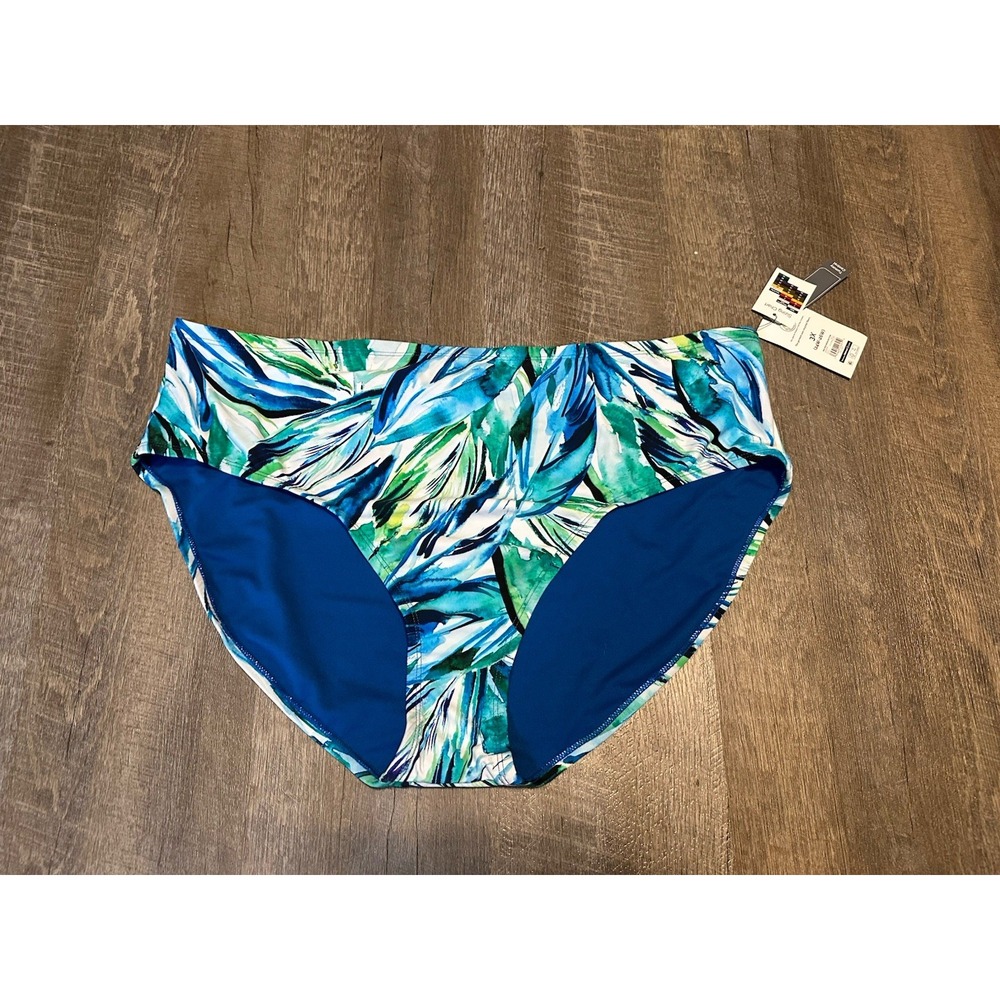 Terra &‎ Sky Women's Plus Size 3X 24W-26W Mid Rise Swim Bottom Blue earth NEW